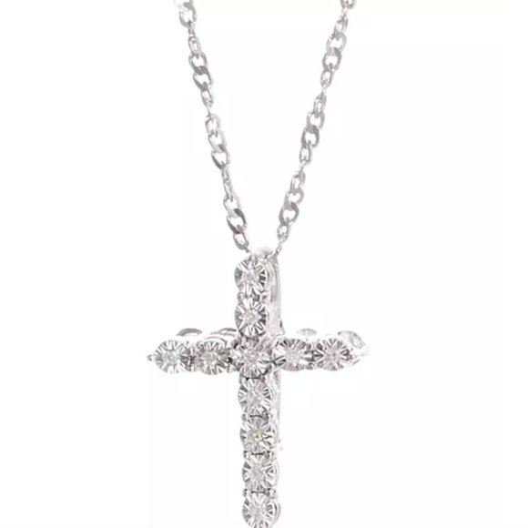 0.033 ct. t.w. Diamond Cross Pendant in Sterling Silver - Picture 1 of 3